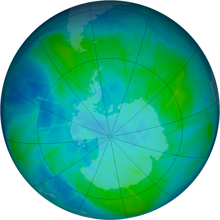 Antarctic ozone map for 02 February 2010